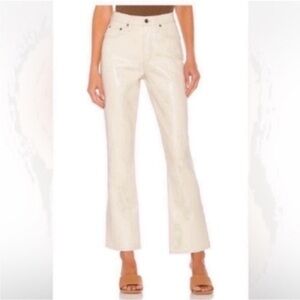 ✅ Agolde Jeans Recycled Leather Relaxer Boot in Powder Cream